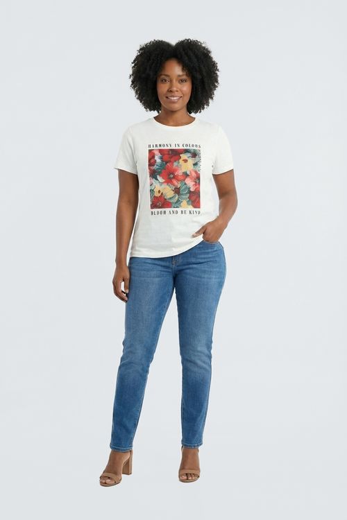 Blusa fem promo m/c m/m silk off white off white