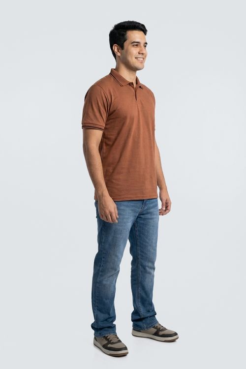 Polo masc prom piquet choc martini marrom escuro