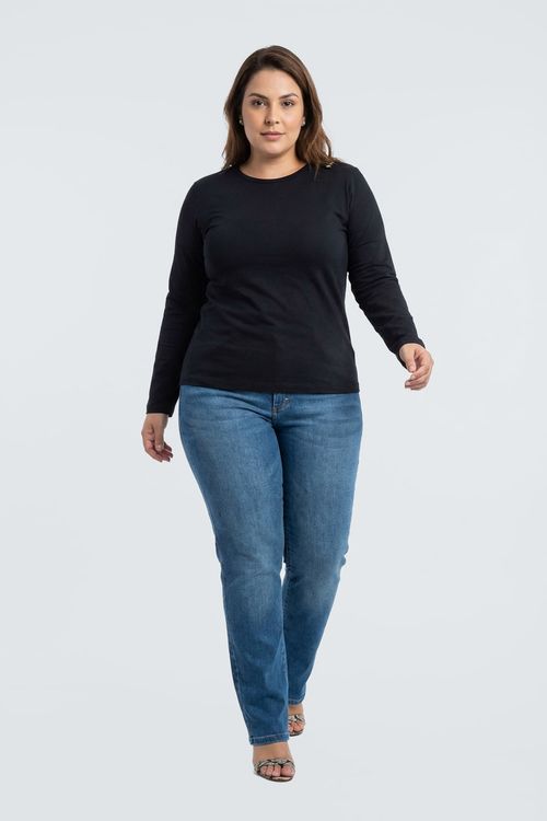 Blusa fpm cas m/l ribana gola alta preto preto