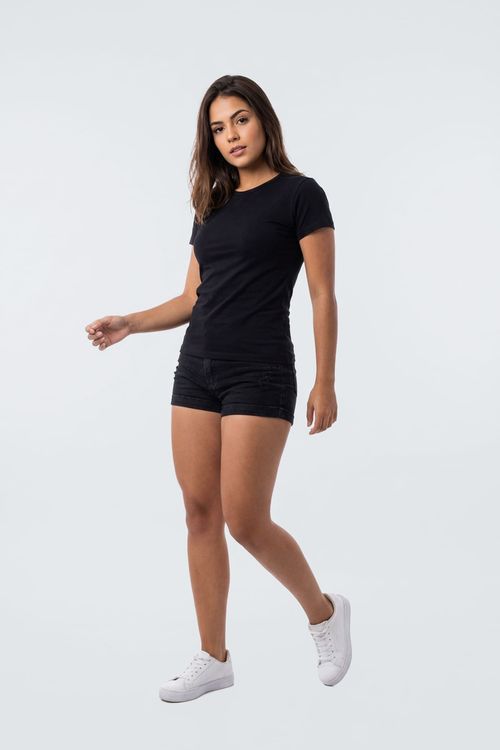 Blusa Feminina de Algodão Preta Manga Curta