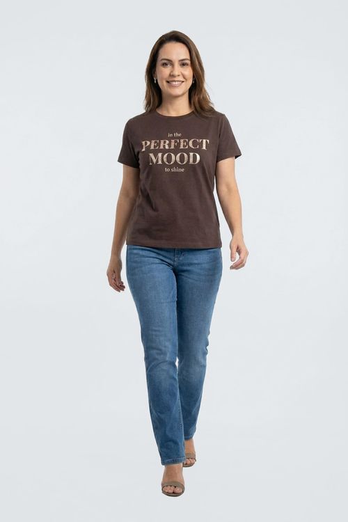 Blusa fem promo m/c m/m est loc marrom marrom escuro