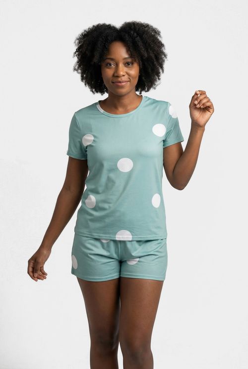 Ling pro lbj126 pijama mc poly poá azul estampado