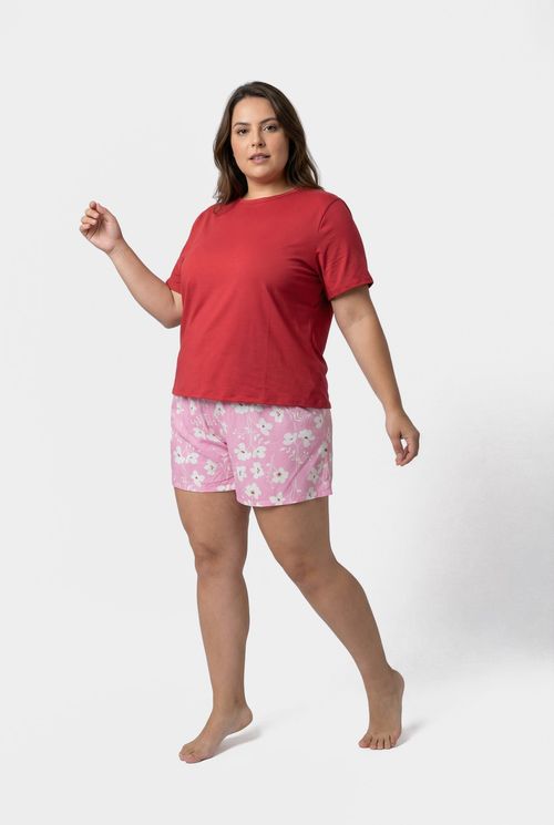 Ling fpm lgj066 pijama mc shor poly flor estampado