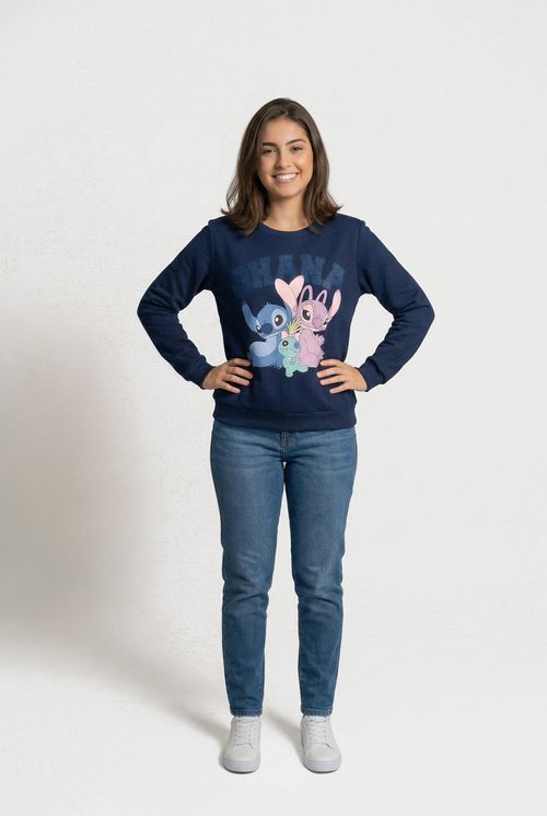 Fem fsh ffm063 top mol stitch e angel ff azul escuro