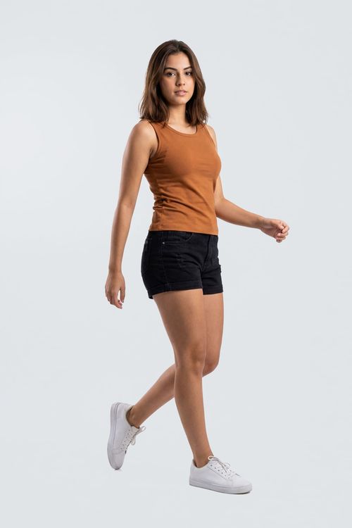 Regata fem promo alca larg cotton carame marrom claro