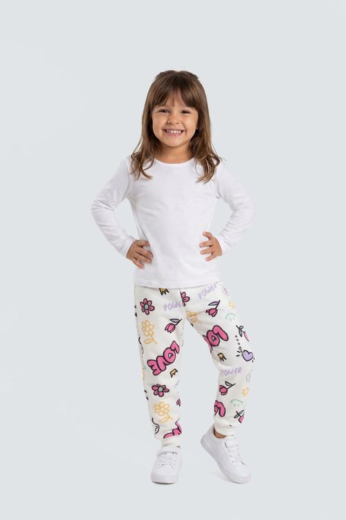 Calça Infantil Menina Off-White Estampa Love & Power