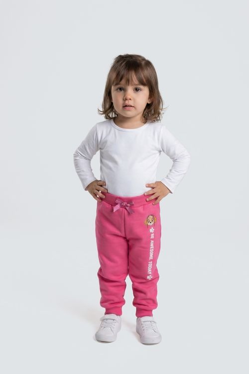 Calça Moletom Infantil Menina Rosa Escuro Skye Patrulha Canina