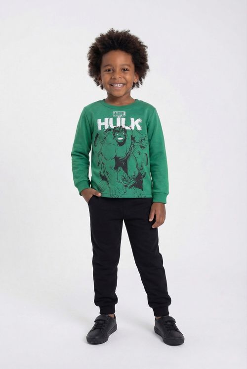 Conjunto Infantil Meninos Verde Escuro e Preto 4-8 Anos Hulk