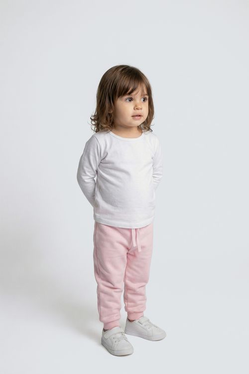Calça de Moletom Infantil Menina Rosa Claro