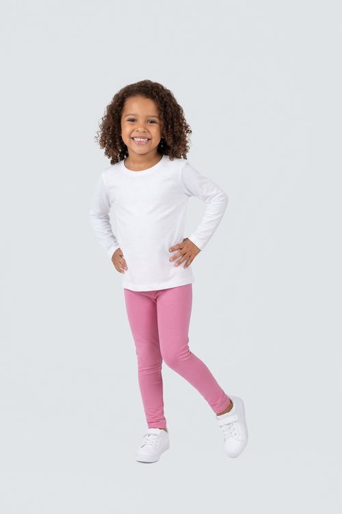 Legging Infantil Menina Rosa Claro Lisa