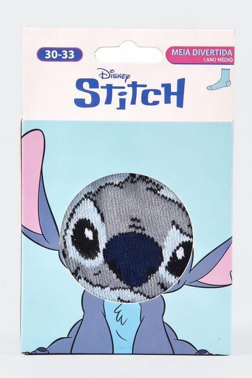 Meia Cano Médio Infantil Azul Claro 30-33 Stitch