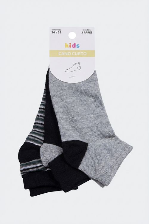 Meias Cano Curto Infantil Mescla Estampadas e Lisas