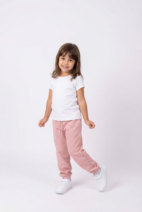 Calça Moletom Infantil Menina Rose com Laço de Glitter