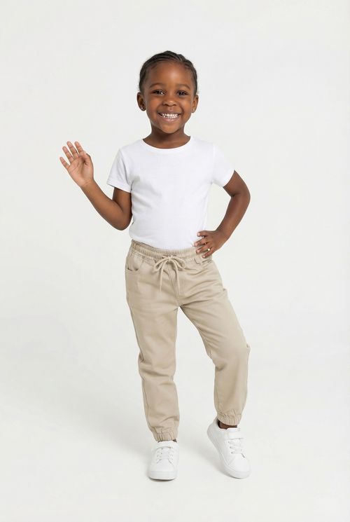 Calça Jogger Infantil Menino Bege Claro
