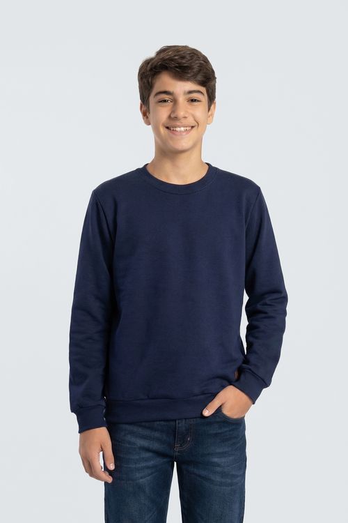 Moleton Juvenil Azul Marinho Liso