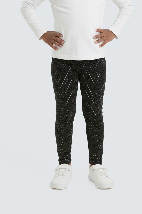 Legging Infantil Menina Preta Poás Brilhantes