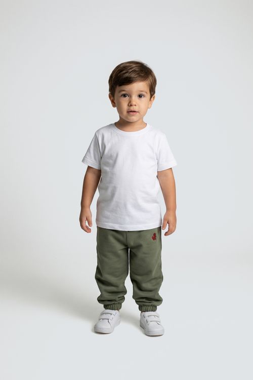 Calça Jogger Infantil Menino Verde Militar com Aplique
