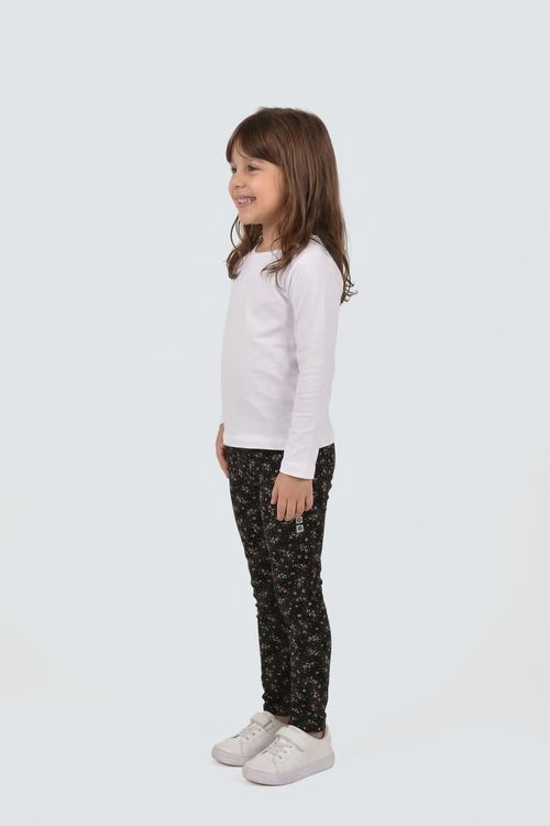 Legging Infantil Menina Preta Floral