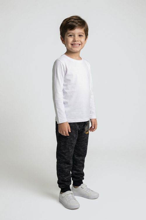 Calça Moletom Jogger Infantil Menino Mescla Preta Batman