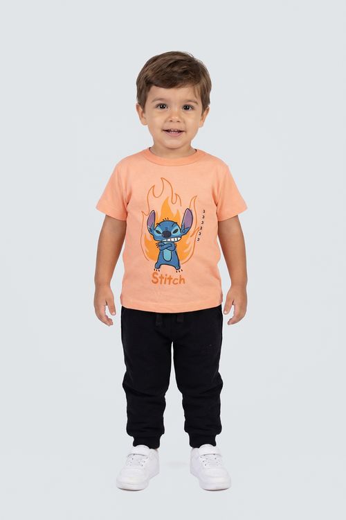 Camiseta inf1/3nos stitch fogo itt636 coral