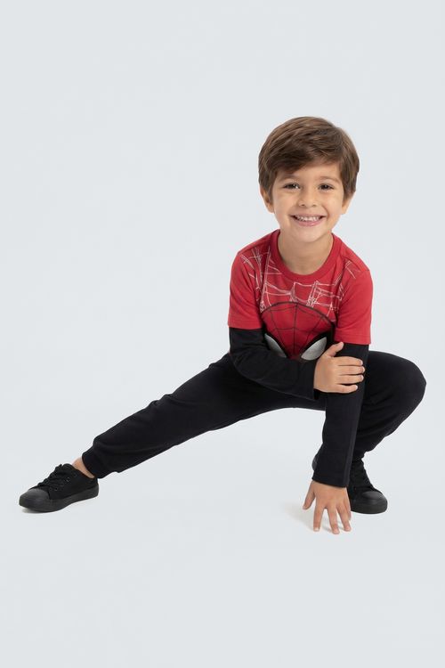 Camiseta Infantil Menino Vermelha Escura Homem-Aranha