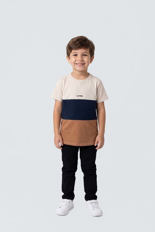 Blusa Infantil Bege Azul Marinho Caramelo CALIFORNIA Listras