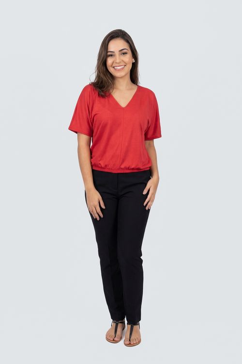 Blusa Feminina Suede Vinho Decote V