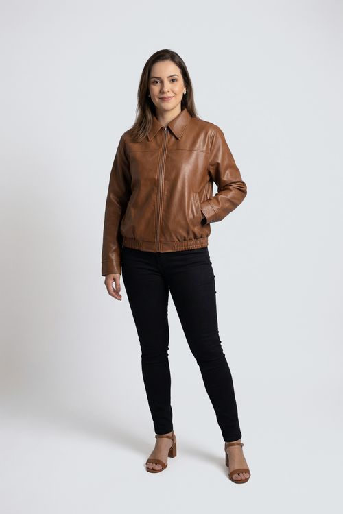 Jaqueta Bomber Feminina Marrom Escuro