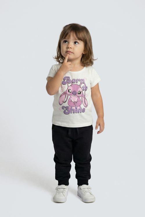 Blusa Infantil Menina Off White Estampa Born to Shine