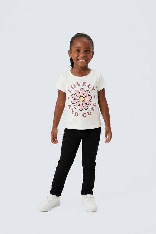 Blusa Infantil Menina Off White Floral Lovely and Cute