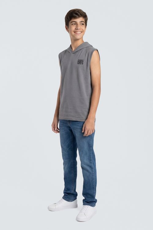 Regata com Capuz Juvenil Menino Cinza Estampa Street