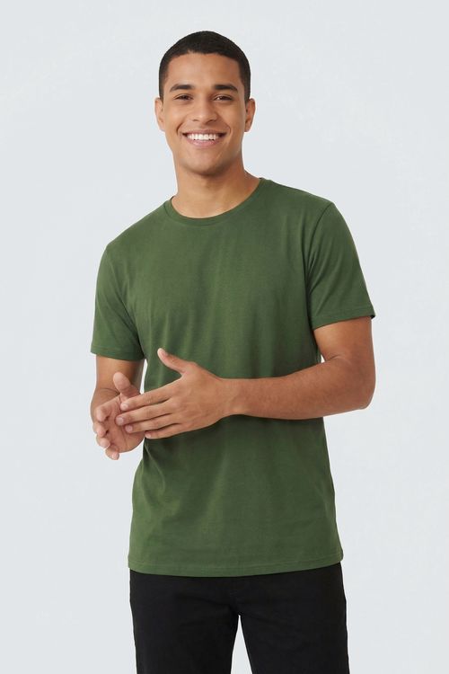 Camiseta Masculina Verde Militar Liso