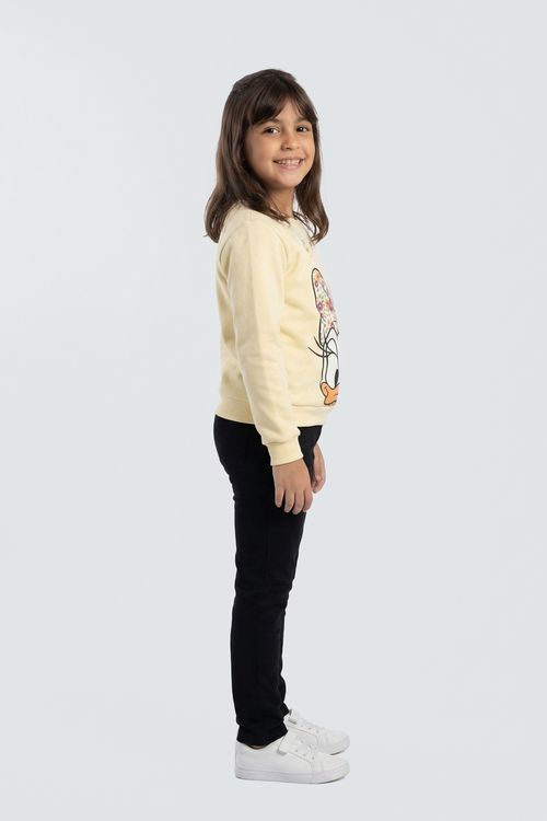 Blusa Moletom Infantil Menina Amarelo Vibrante Margarida Disney