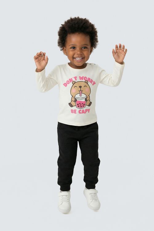 Blusa Infantil Menina Off White Capivara Don't Worry