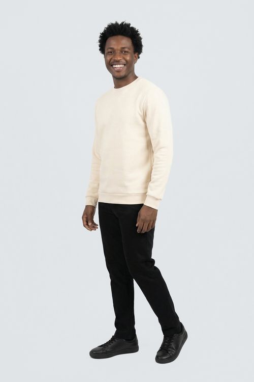 Moletom Gola Careca Masculino Bege Claro