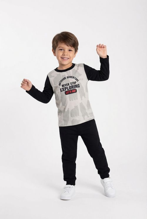 Camiseta m/l 4/8 nos 1275607 urso bege bege