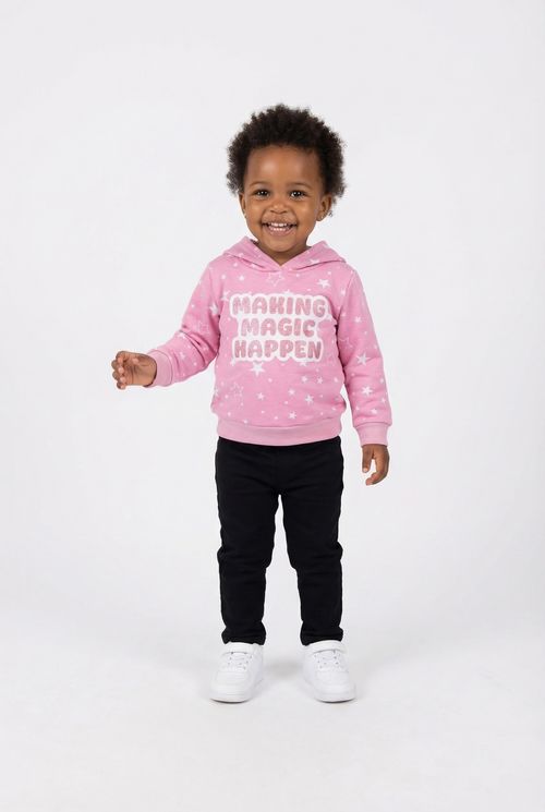 Moletom Infantil Menina Rosa Estrelas 'Making Magic Happen'