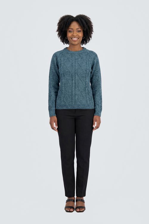 Suéter Feminino Azul Índigo Textura Tricô