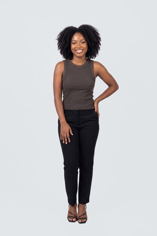 Top Regata Canelada Feminina Marrom