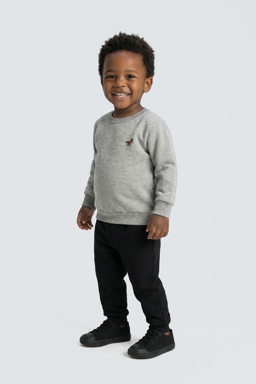 Moletom Infantil Menino Cinza Claro Mescla Dinossauro