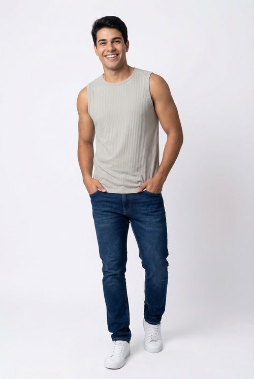 Regata Masculina Adulto Bege Canelada