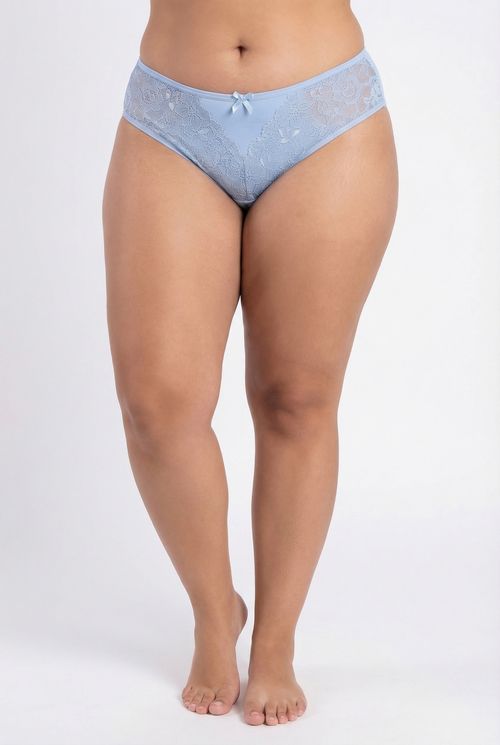 Calcinha Feminina Azul Claro Suave Renda Delicada