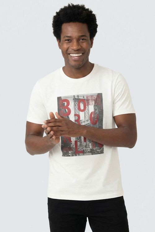 Camiseta Masculina Off White Estampa Brooklyn Bridge