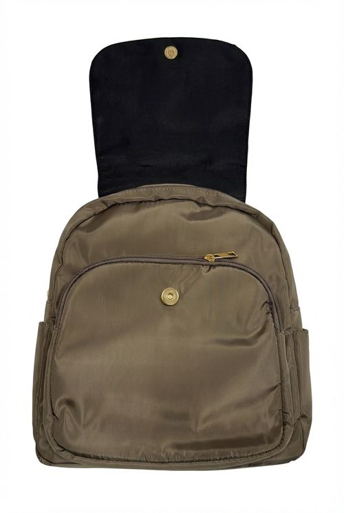 Mochila Nylon Feminina Verde Pistache Fecho Dourado