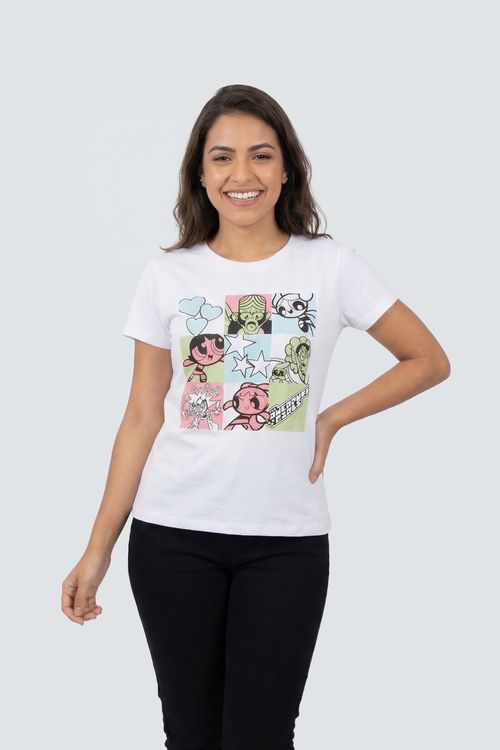 Blusa Feminina Branca As Meninas Superpoderosas Estampa Quadrinhos