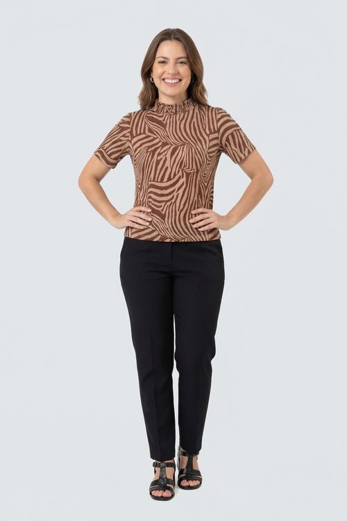 Blusa fem city m/c gola alta liganet est estampado