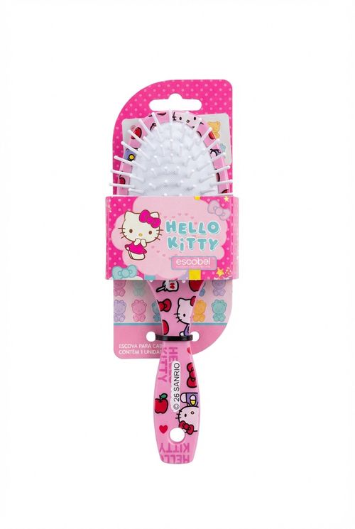 Escova Oval Infantil Menina Rosa Claro Hello Kitty Encantadora