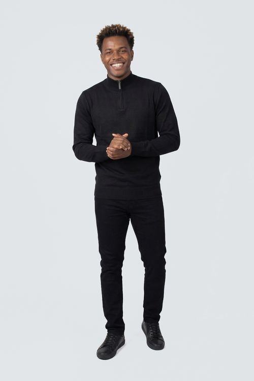 Suéter Meio Zíper Masculino Preto