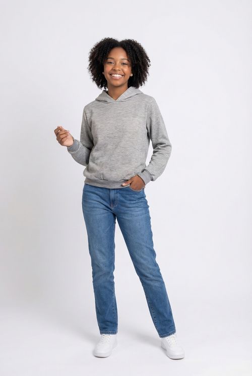 Moletom com Capuz Juvenil Cinza Mescla