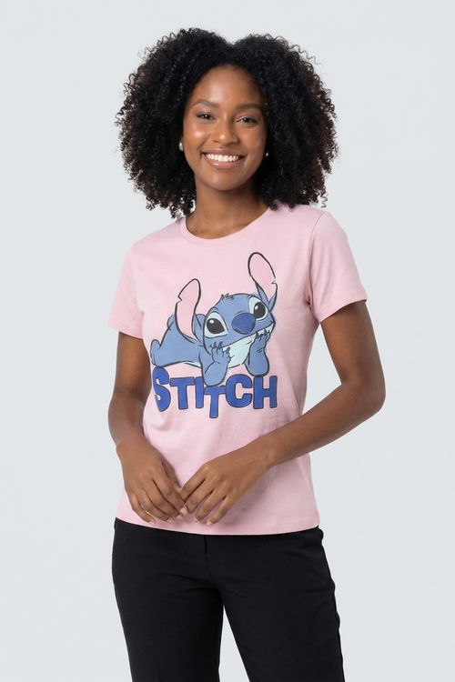 Blusa Feminina Rosa Stitch Disney